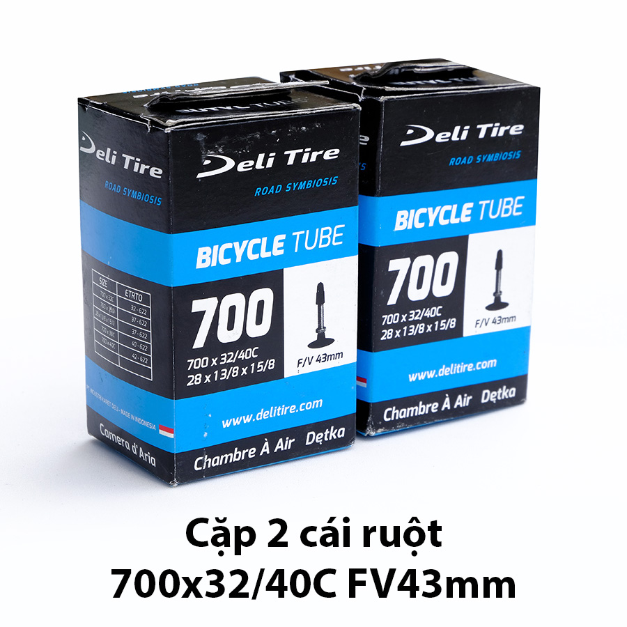 Ruột xe đạp 700x32/40 van Pháp dài 43mm DELI-TIRE - cặp 2 cái