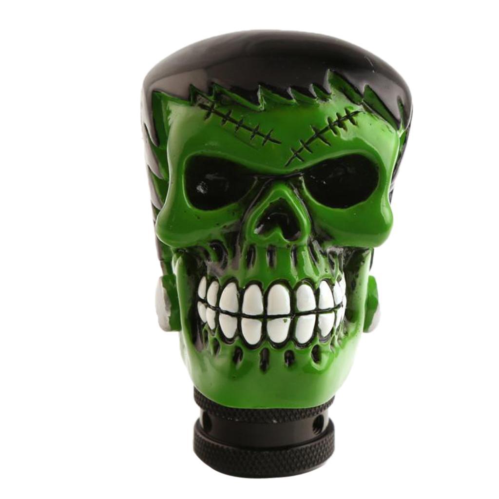 Universal Car Manual Gear Lever Head Eyebrow Skull Shifter Green
