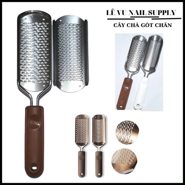 Chà gót mắt Chà gót inox cầm tay mắt to - mắt bé tiện lợi chà da chết chân tay móng nail