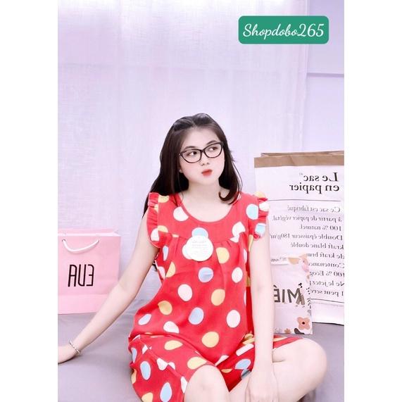 Đồ bộ nữ,đồ ngủ mặc nhà lửng vải lụa mango BL 29 họa tiết chấm bi size đại 58-65kg.