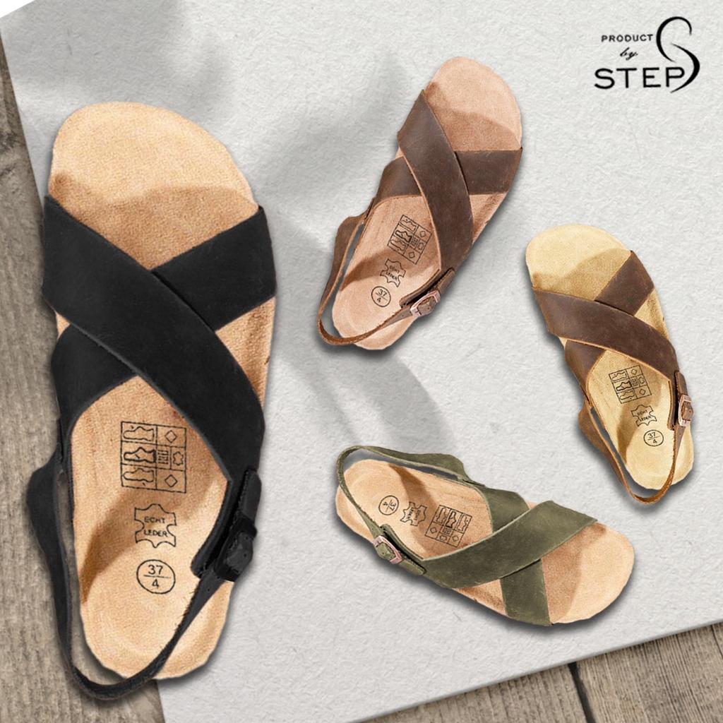 Giày đế trấu Unisex Da Quai chéo