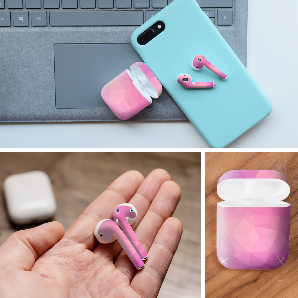 Miếng dán skin chống bẩn cho tai nghe AirPods in hình Vân kim cương - BG0045 (bản không dây 1 và 2