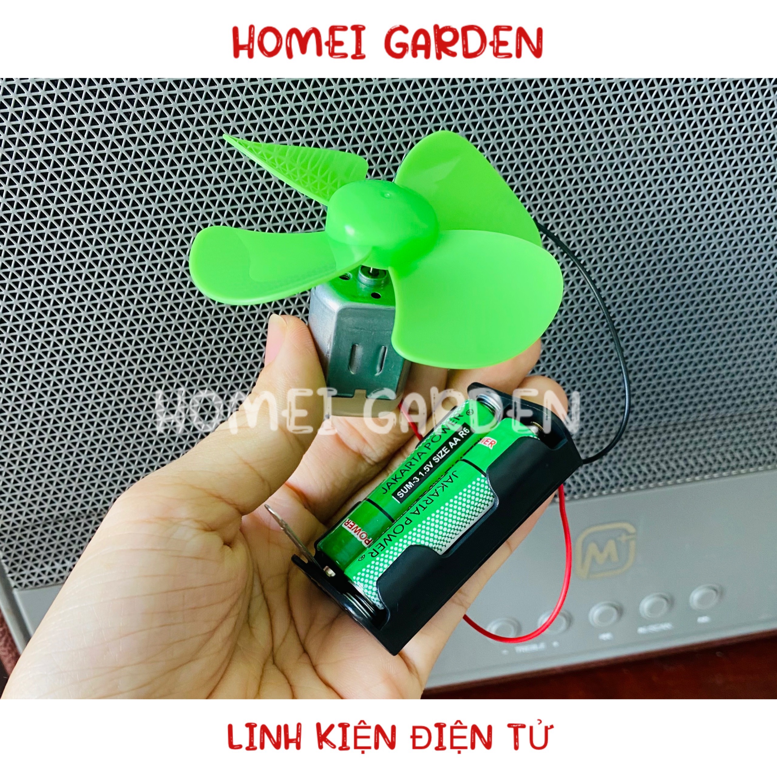 Bộ Kit chế quạt mini 3V - 6V tốc độ cao motor 280 cánh quạt 80mm đế pin kèm sẵn 2 viên pin DIY steam stem - HM0160