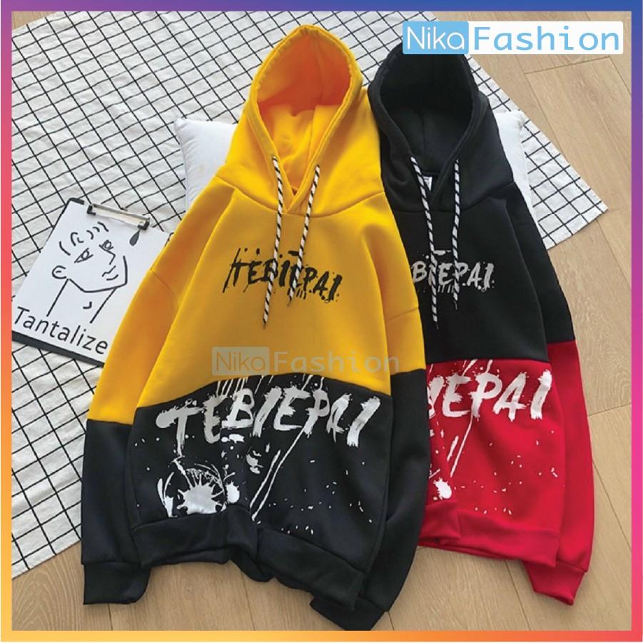 Nikafashion Áo Hoodie Nón Unisex Nam Nữ Chất Vải Nỉ Freesize 1 kích cỡ Form Dáng Rộng Dưới 65kg Mặc Đẹp T.E.B.I.E.P.A.I