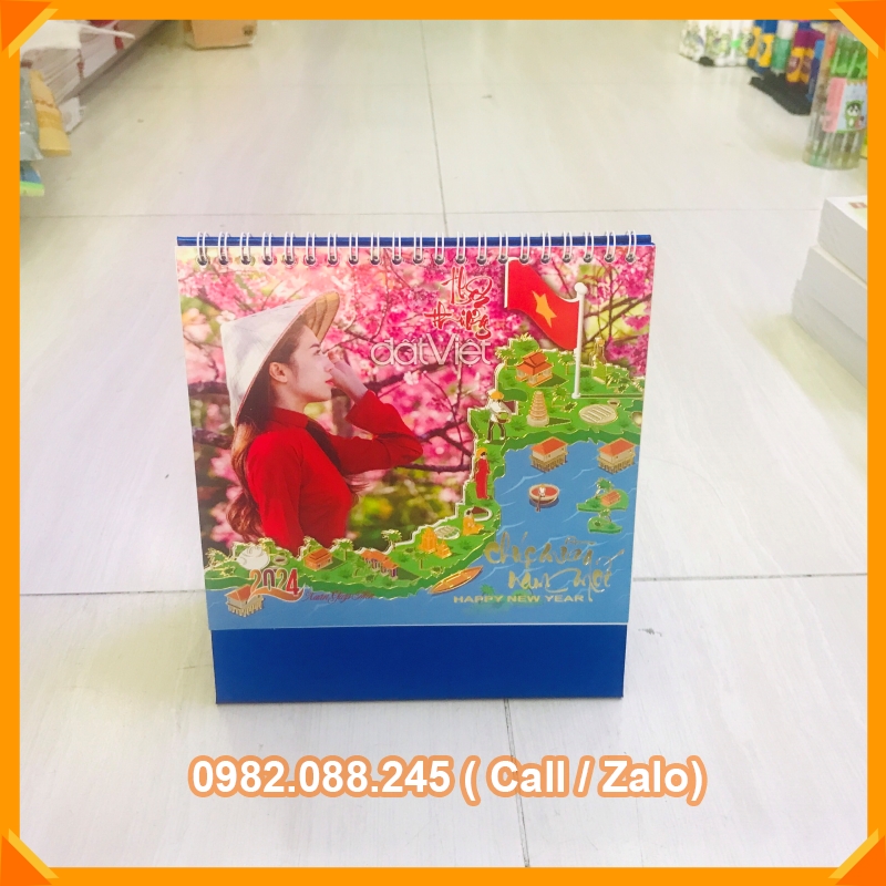 Lịch bàn 2024 kích thước 16cm x 24cm mẫu ngẫu nhiên