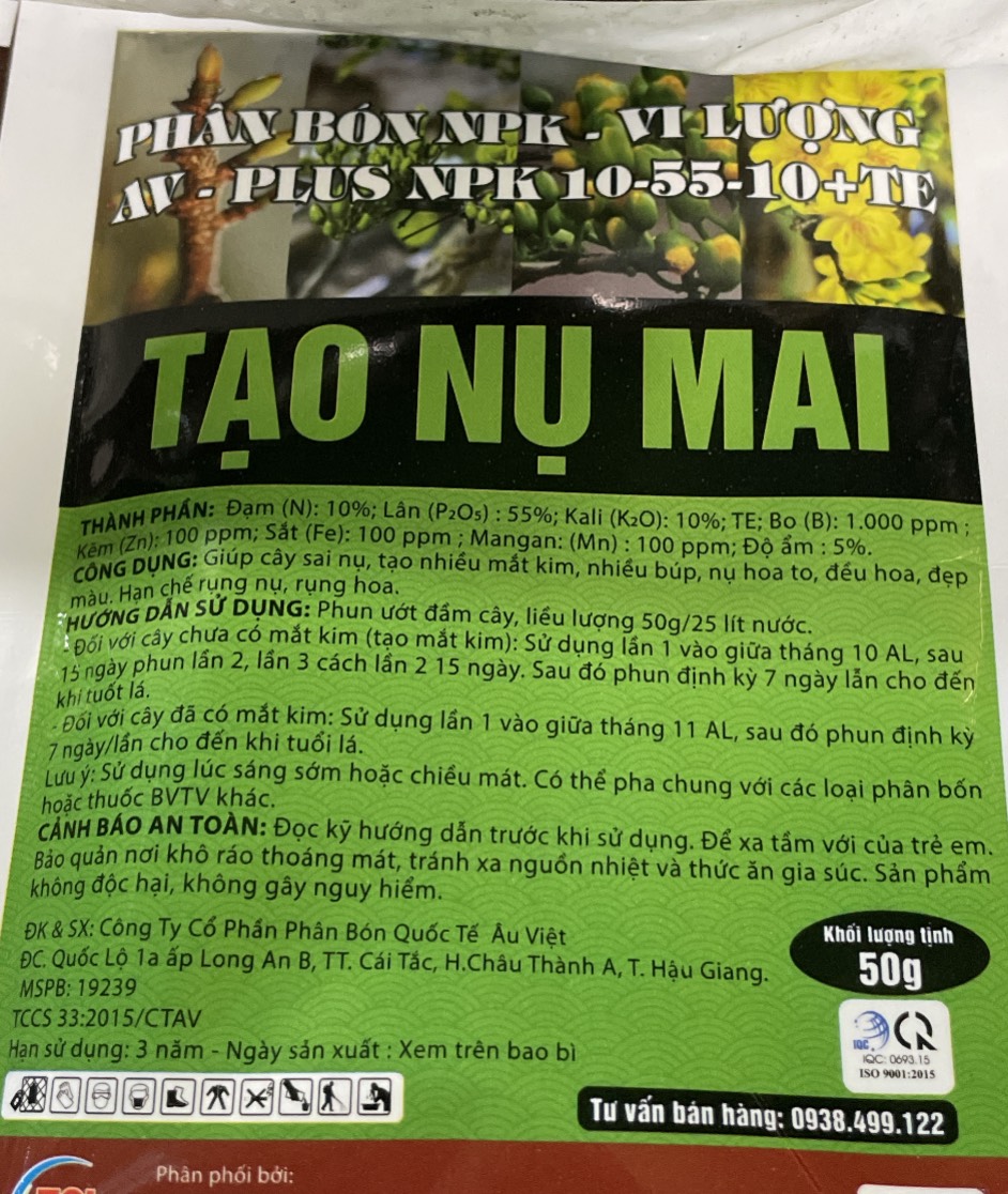 Phân bón lá Chuyên gia dưỡng Nụ Mai Tạo Nụ Mai gói 50gr