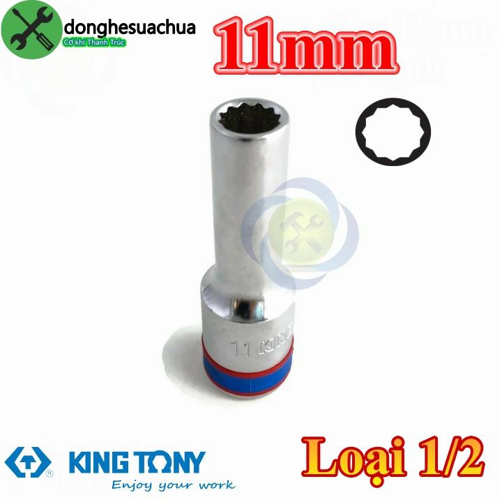 Tuýp 11mm 1/2 Kingtony 423011M loại dài 77mm 12 cạnh màu trắng