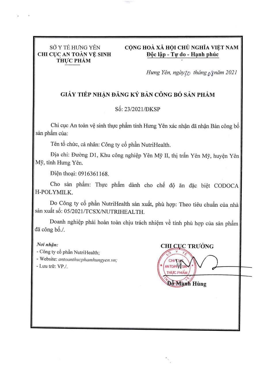 Milk Codoca H-Polymilk Tốt cho người đau dạ dày, tá tràng