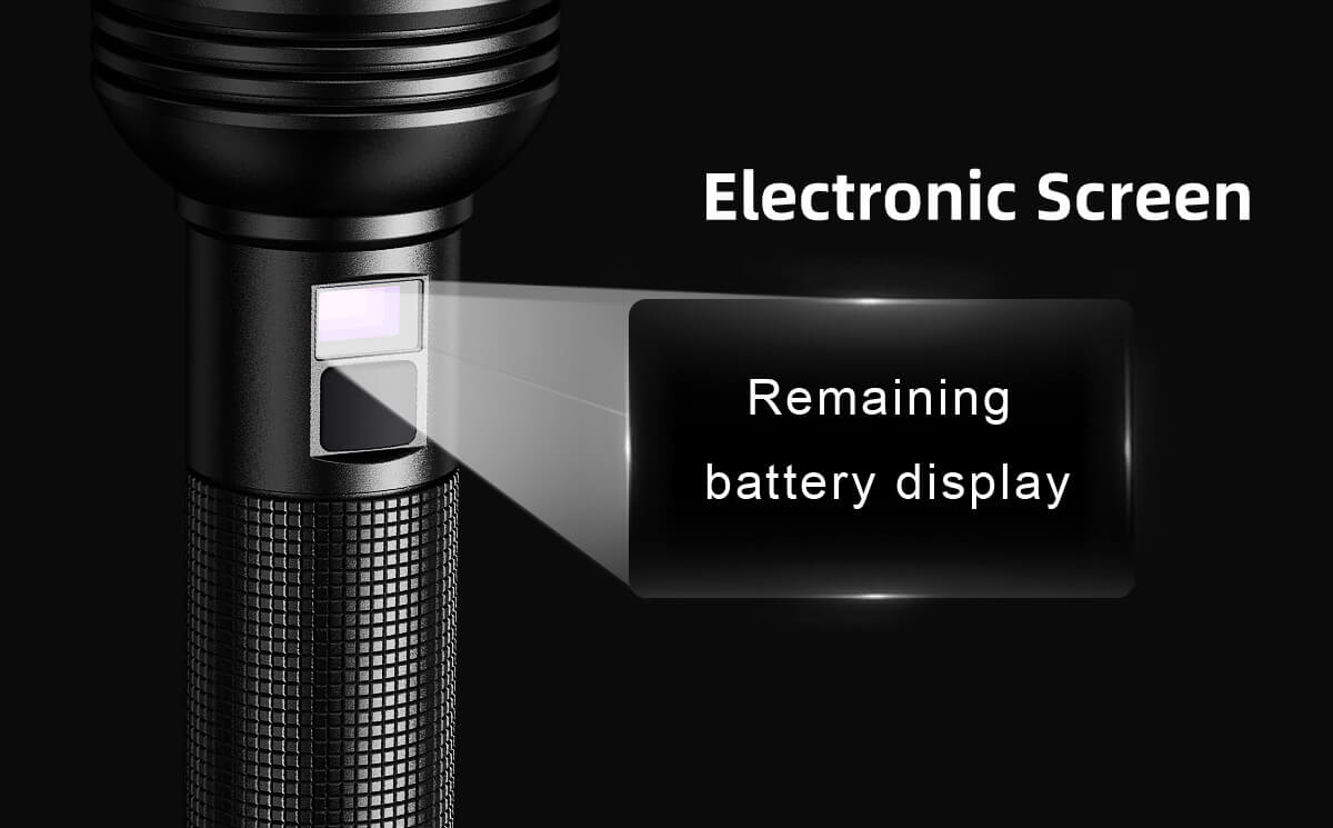 Đèn pin cầm tay công suất cao Superfire D18 - Hàng nhập khẩu chính hãng nhỏ gọn,thiết kế đơn giản có màn hình diện tử hiển thị dung lượng cùng với độ sáng lên đến 2000lm