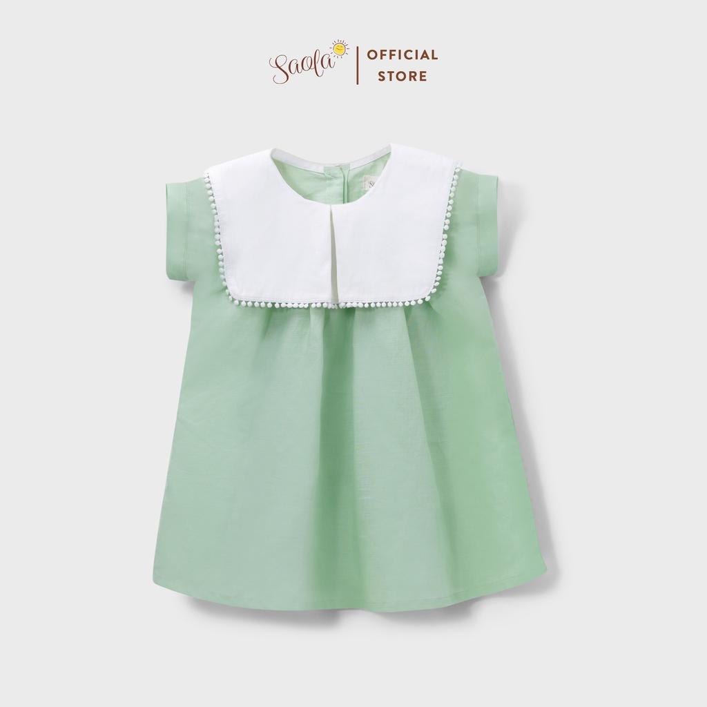 Váy Bé Gái BabyDoll Cổ Vuông Viền Ren Chất Liệu Linen - ALULA DRESS - DRL003 - SAOLA CLOTHING