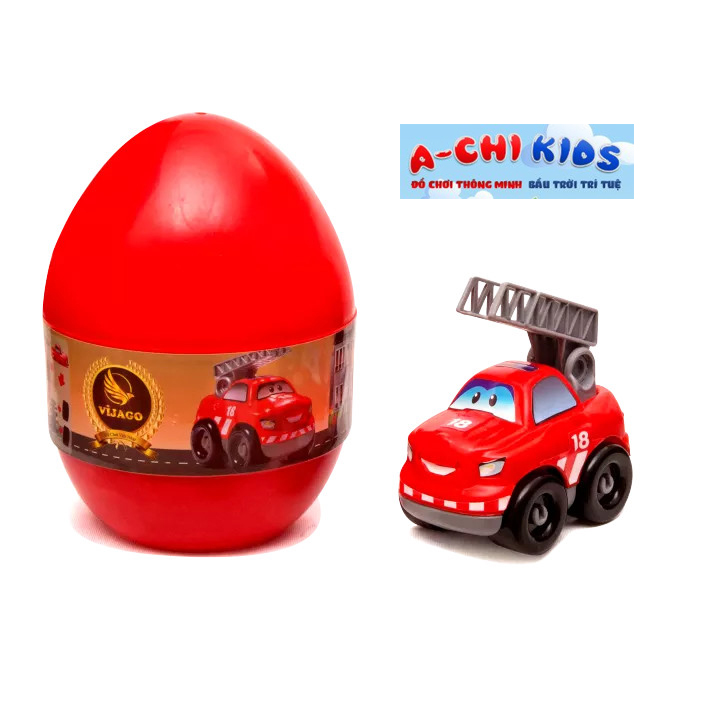 Mô Hình Lắp Ghép - Set 2 Quả Trứng Khủng Long Mô Hình Xe Đua Và Xe Cứu Hỏa Loại Lớn Hàng Việt Nam An Toàn Cho Bé