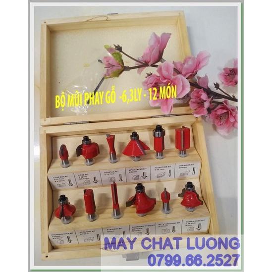 BỘ MŨI PHAY GỖ 12 MÓN ĐỘC ĐÁO 6,3LY