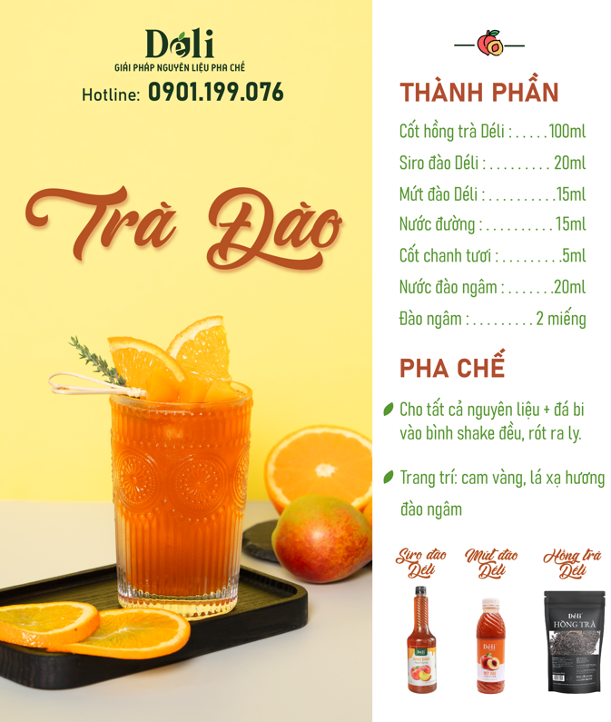 Mứt đào pha chế Déli - chai 1L