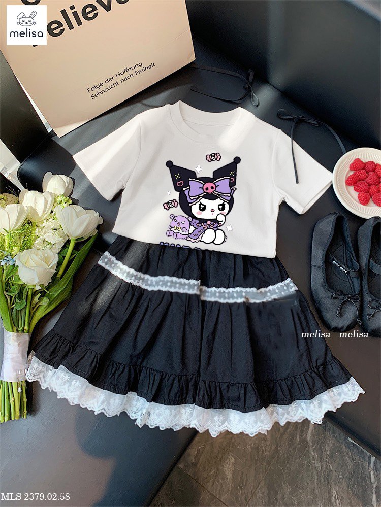 Set váy cho bé gái kuromi đi hơi đi học năng động size 10-40kg hàng thiết kế cao cấp