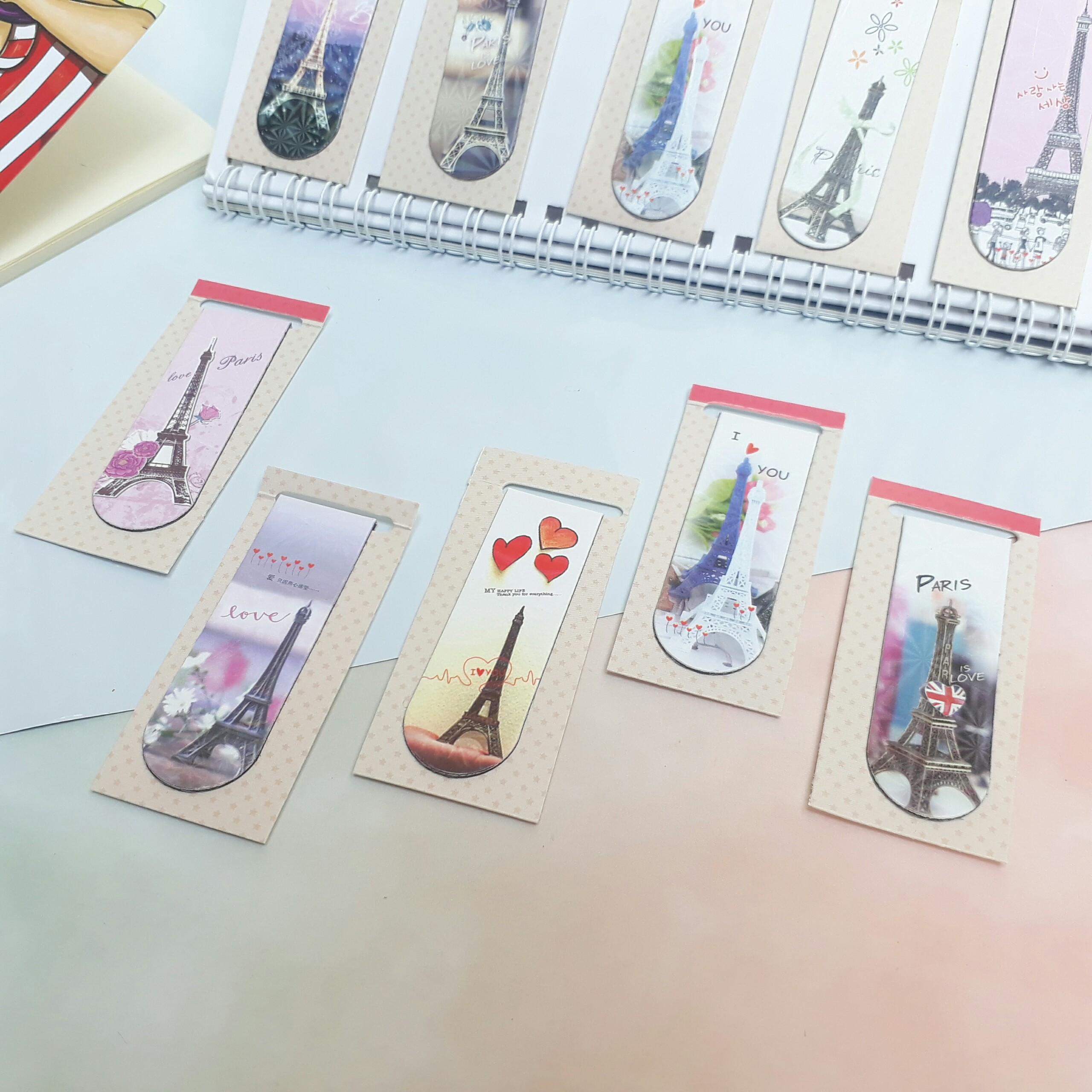 Combo 5 Bookmark Nam Châm Đánh Dấu Sách - Tháp Eiffel