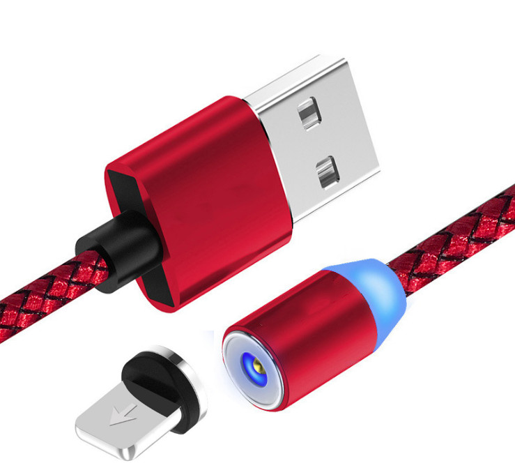 Cáp sạc nam châm 3 đầu iPhone / Android / Type C_Xoay 360 độ, Có Đèn LED, Sạc Nhanh