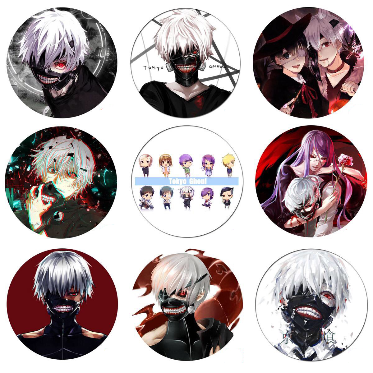 Huy hiệu Tokyo Ghoul 5 cái khác nhau mẫu ngẫu nhiên