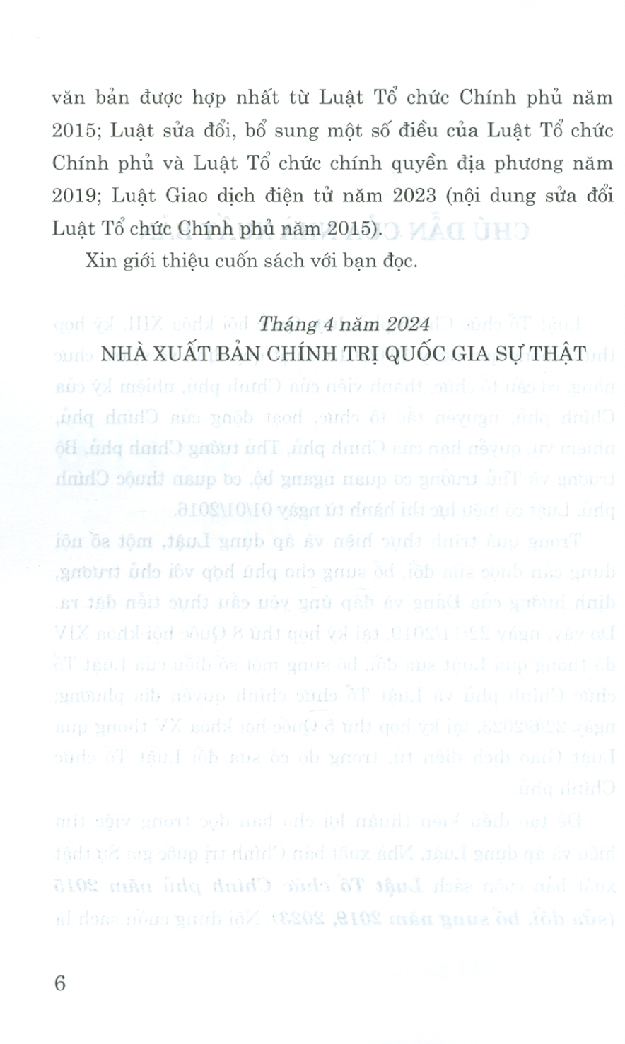 Luật Tổ Chức Chính Phủ Năm 2015 (Sửa Đổi, Bổ Sung Năm 2019, 2023)