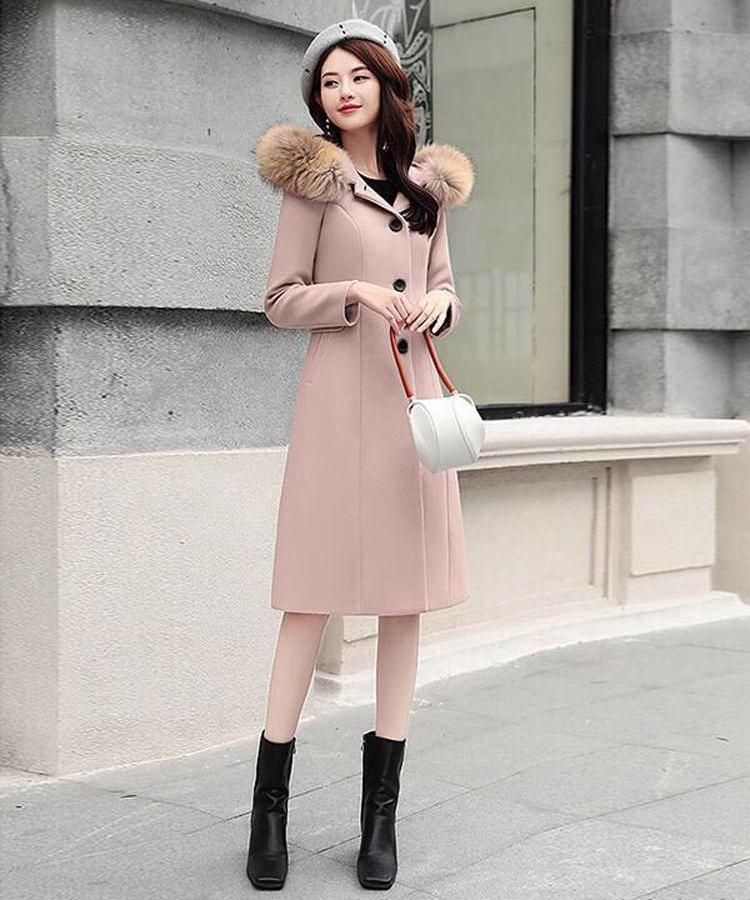 Áo Khoác Dạ Phối Nón Lông