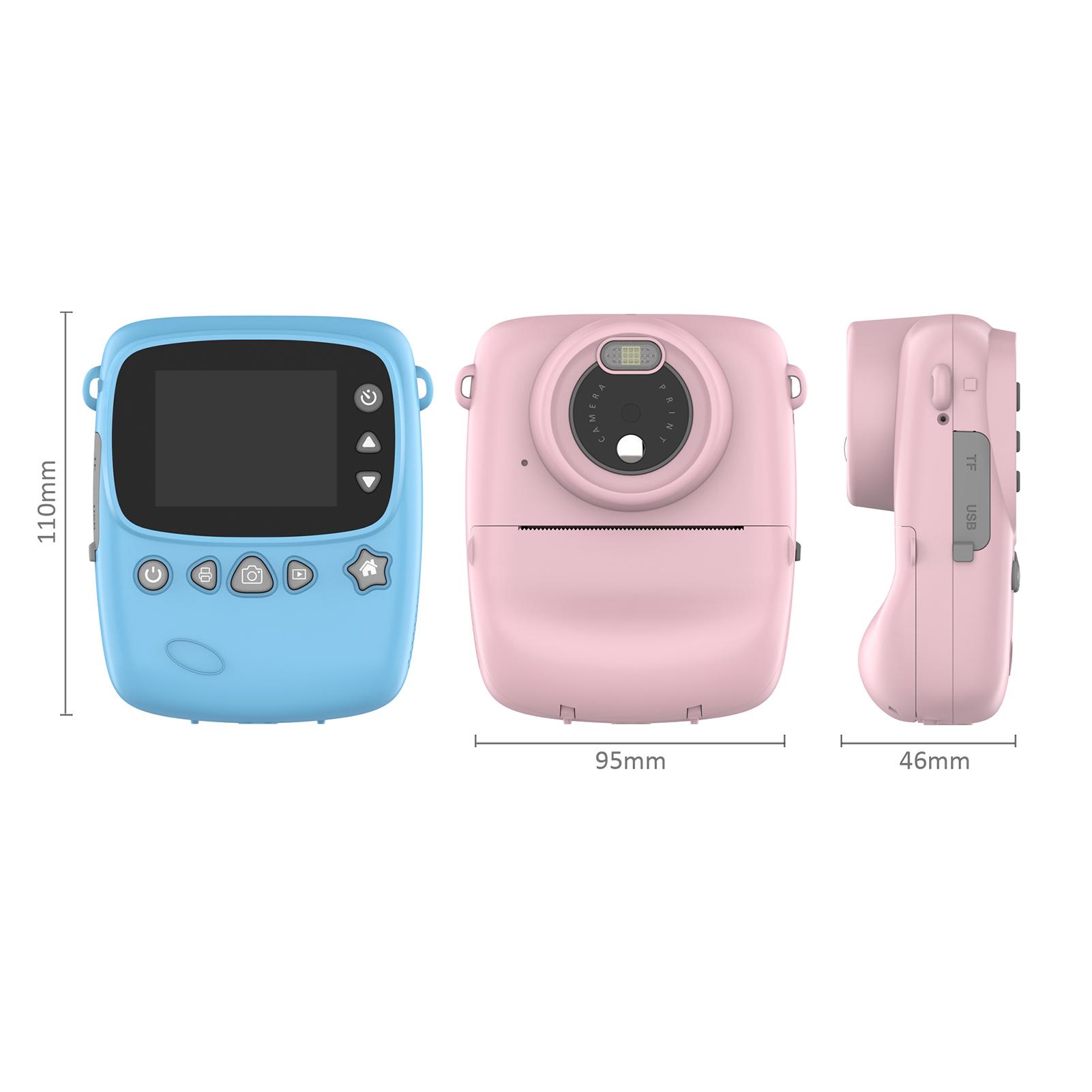 Portable Kids Instant Print Camera Digital Video Camera 1080P 18MP 2.3Inch Screen with Photo Frames Sticker Hanging Rope