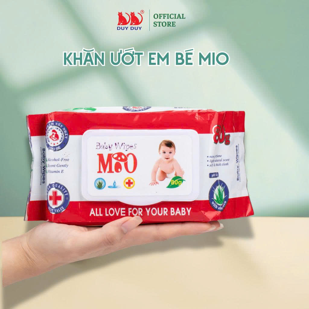 Khăn ướt cho bé Baby Mio vải không dệt rayon cao cấp 55 miếng (13.5x20cm) không paraben