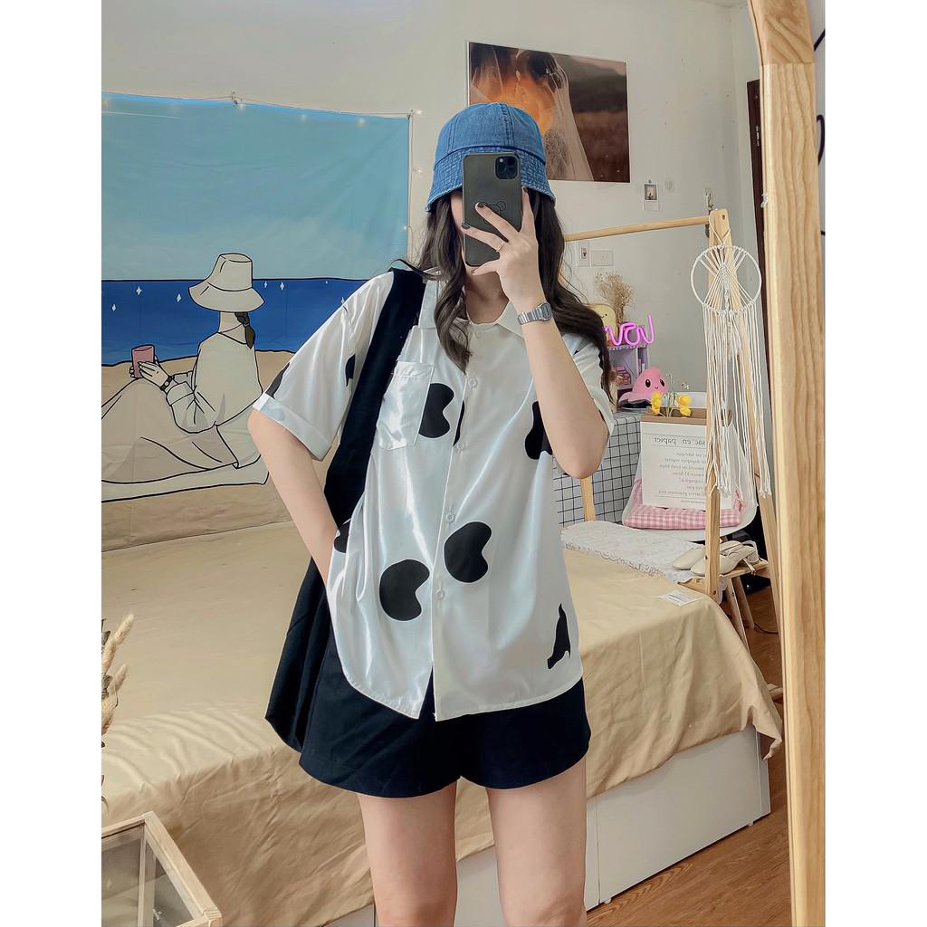 Áo sơ mi bò sữa form rộng unisex