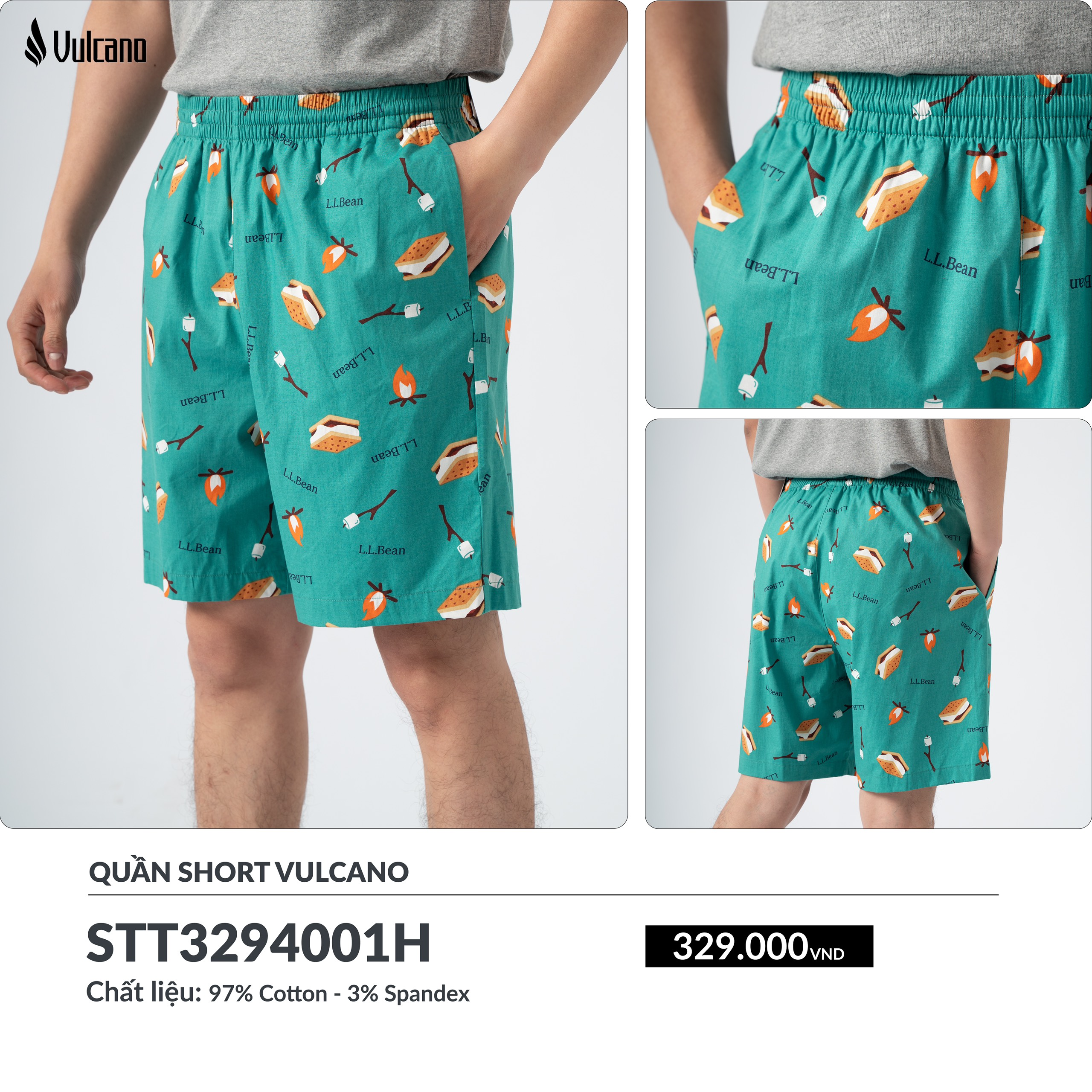 Quần short-STT3294001H hoạ tiết xanh lơ