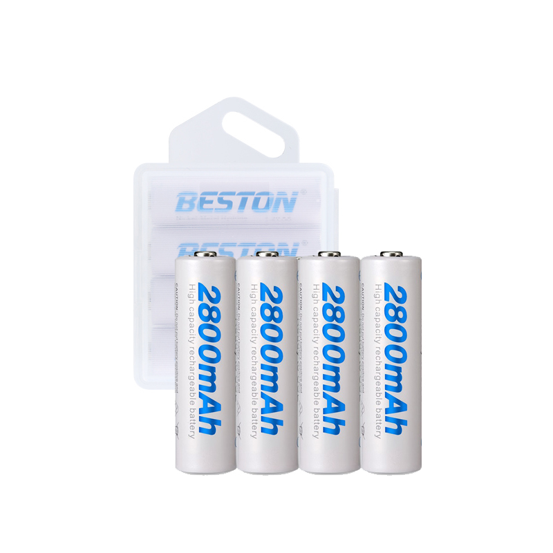 Combo 4 pin sạc AA Beston 2800mah - kèm hộp nhựa đựng pin (Trắng) HÀNG NHẬP KHẨU