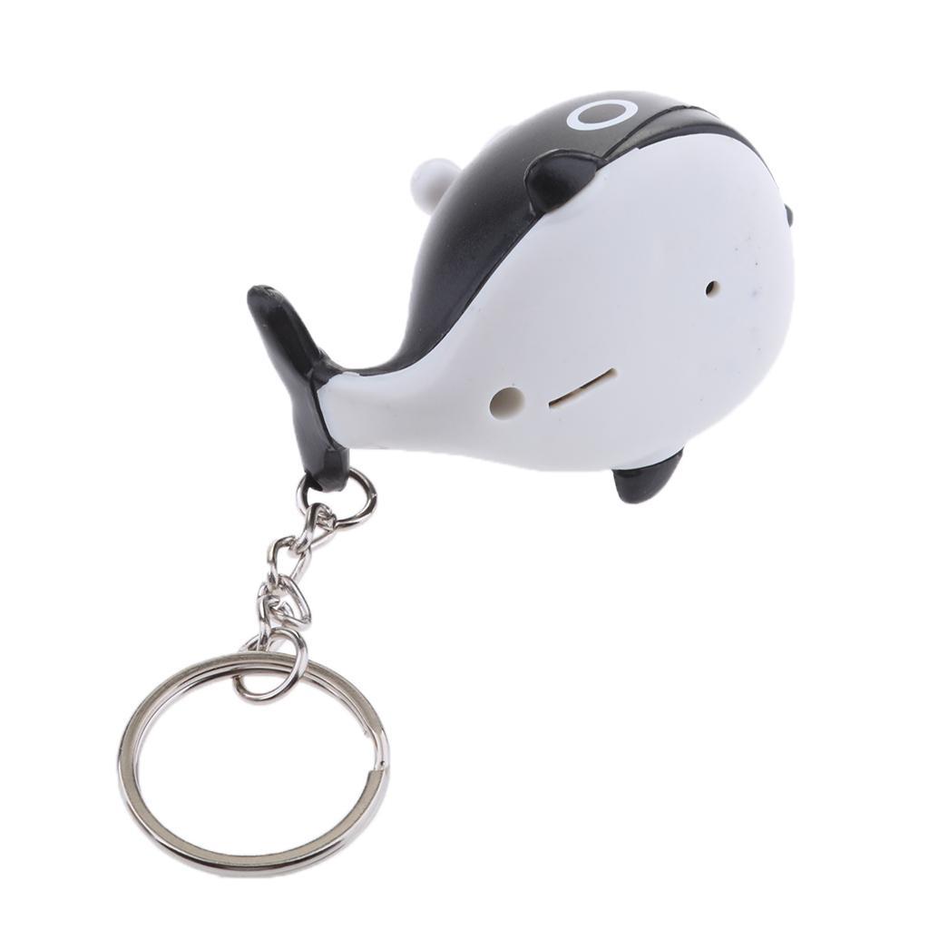 Cute LED Keychains Flashlight Sound Chain Keyring black