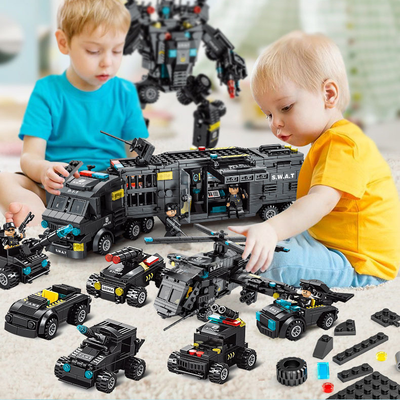Bộ đồ chơi lắp ráp Cảnh Sát đội đặc nhiệm SWAT 920 lắp ghép mô hình Robot và Máy Bay thông minh cho bé