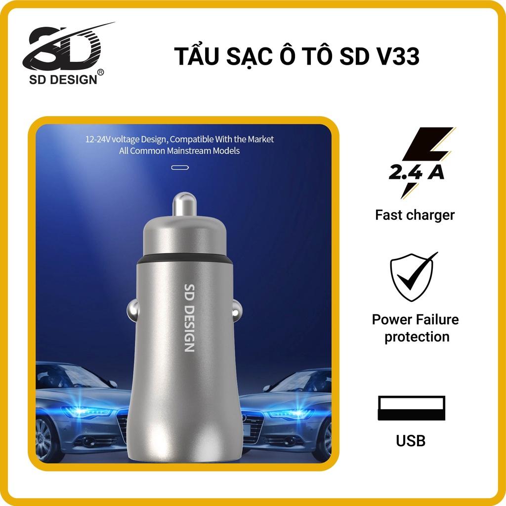 Tẩu sạc nhanh trên ô tô V33, sạc nhanh công suất cao 45W SD Design tương thích với tất cả các dòng điện thoại