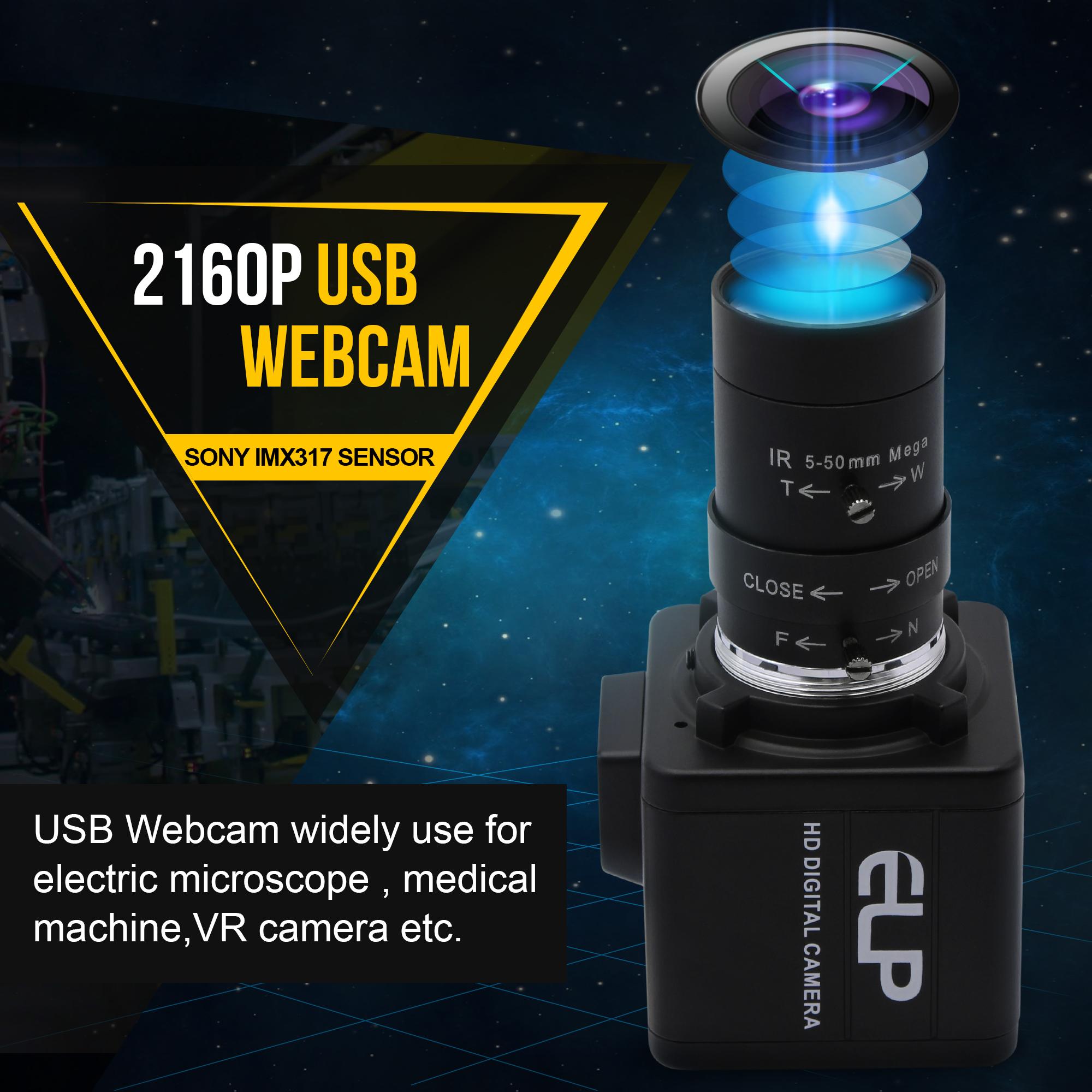 Camera 4K USB 3840x2160 30fps IMX317 Hướng dẫn cảm biến Zoom Varifocal 8MP Máy ảnh video webcam USB để phát trực tiếp, cuộc họp