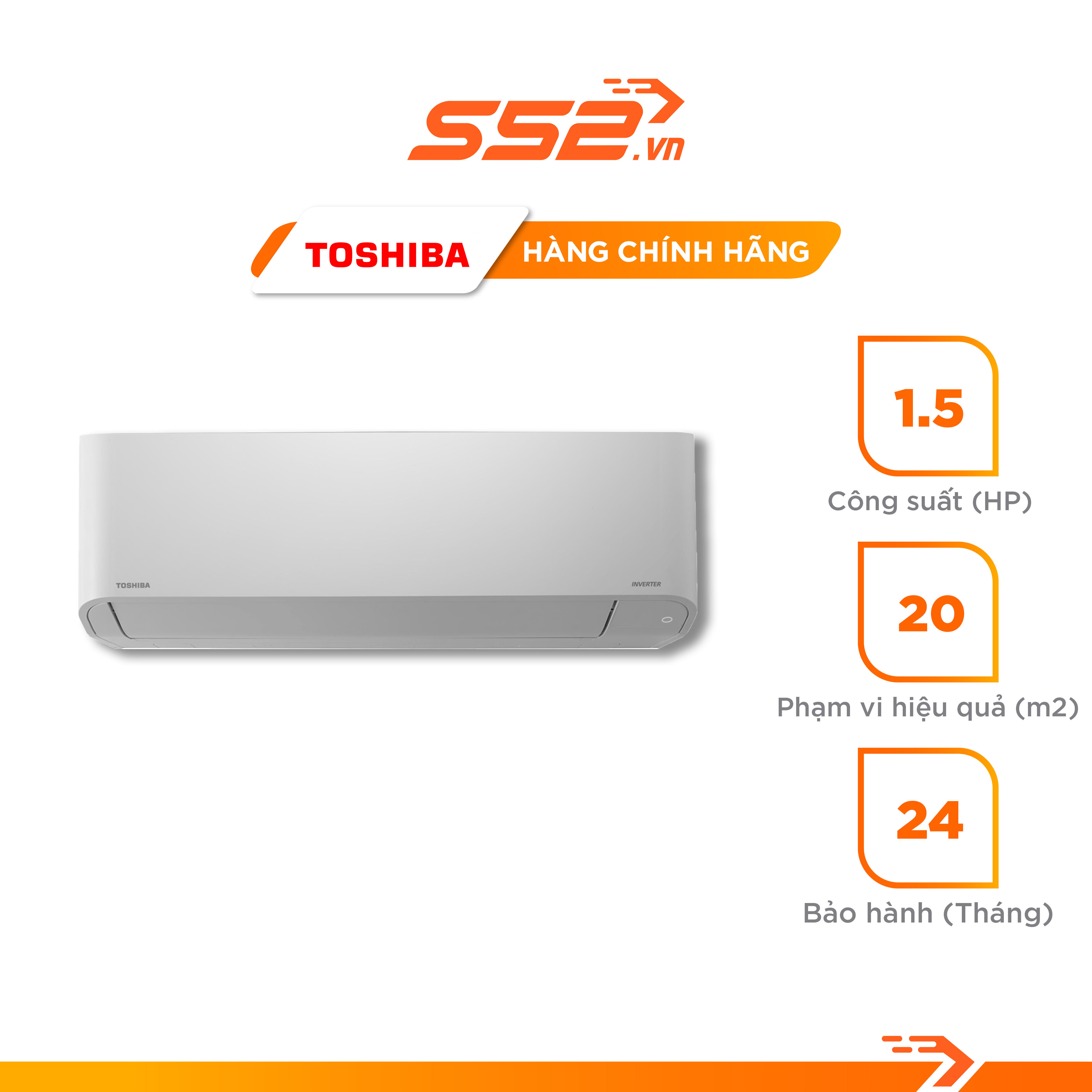 Máy lạnh Toshiba Inverter 1.5 HP RAS-H13H2KCVG-V - Hàng Chính Hãng - Giao toàn quốc