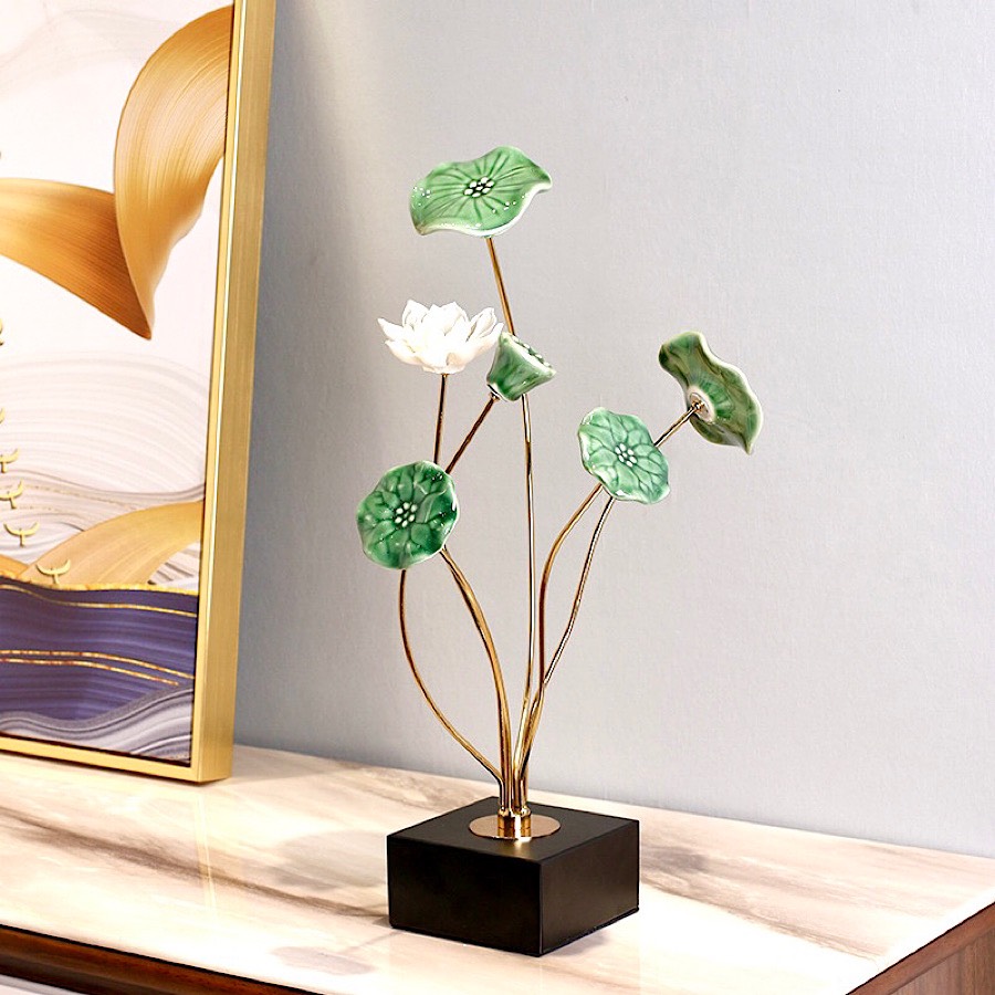 BÓ HOA SEN GỐM SỨ CAO 43cm TRANG TRÍ SANG TRỌNG VÀ HIỆN ĐẠI