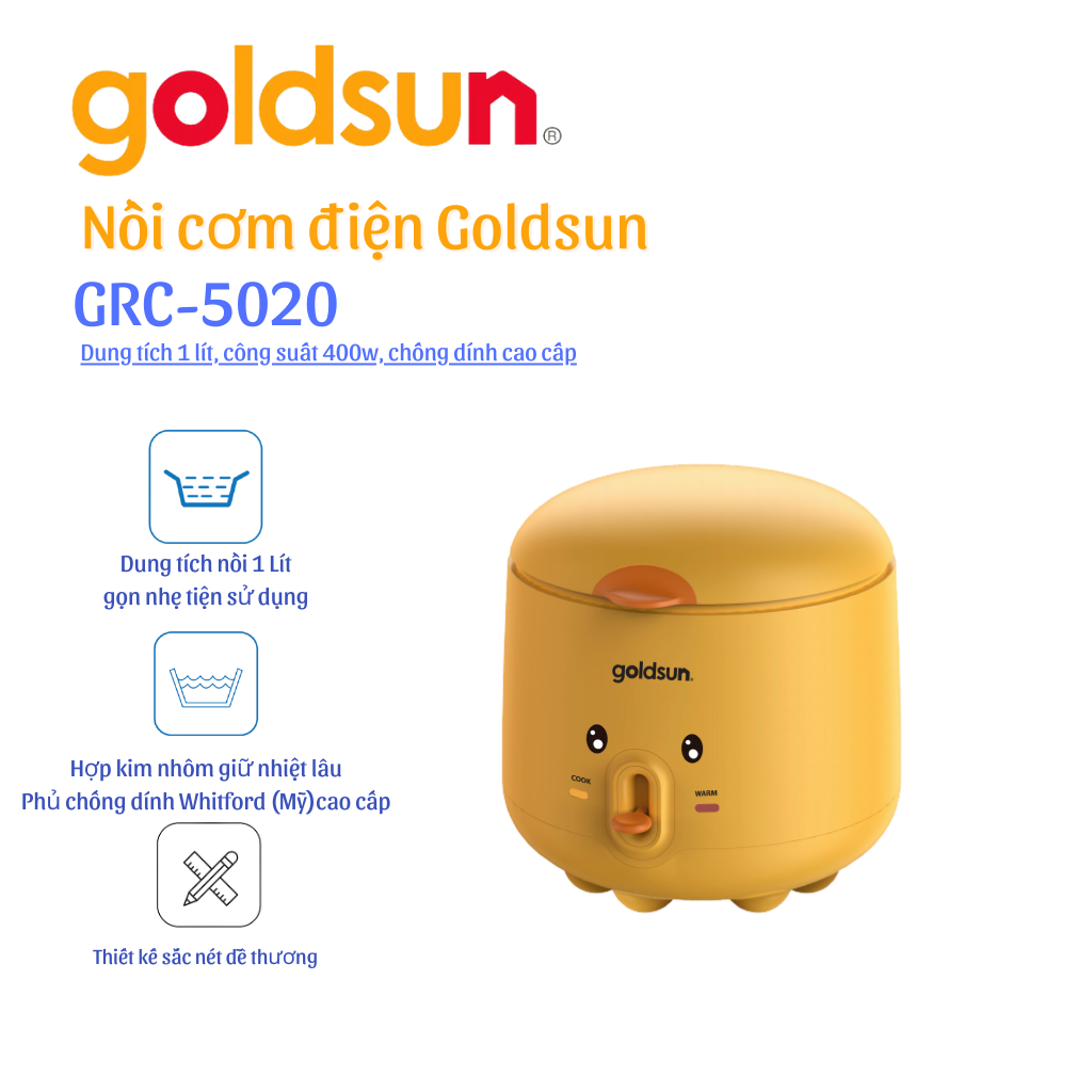 Nồi cơm điện Goldsun GRC5020 (1L) Hàng chính hãng