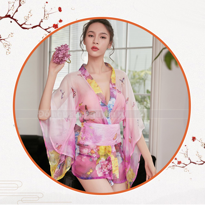 Váy ngủ áo choàng kimono phong cách nhật xuyên thấu sexy gợi cảm P36 - Đầm ngủ áo choàng quyến rũ - Đồ ngủ nữ