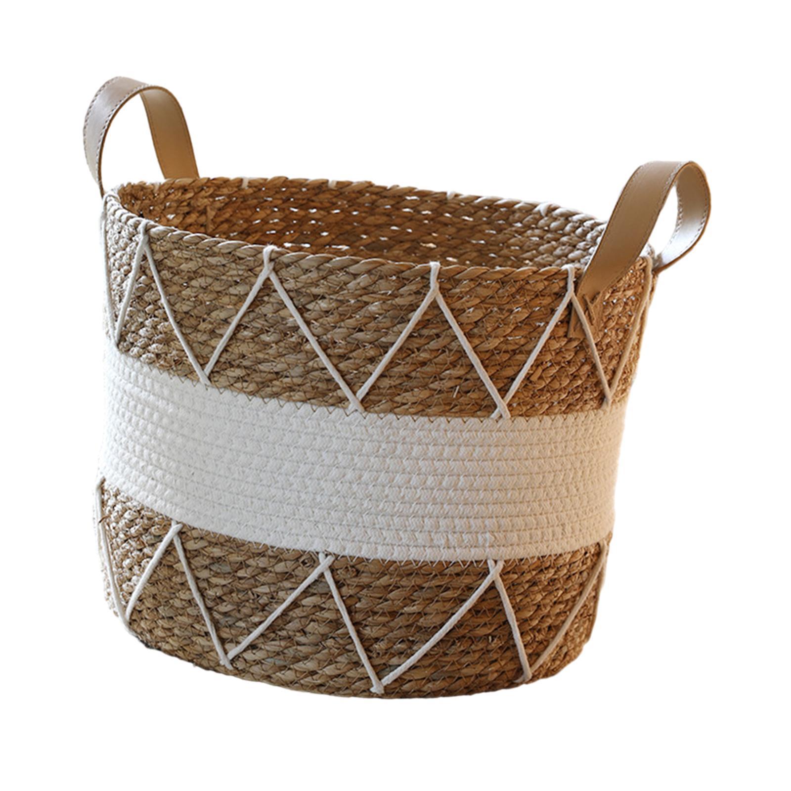 Laundry Hamper, Woven Rope Laundry Basket, Nordic Toys Storage Basket, with Handle, Baby Nursery Hamper for Handbag, Bedding Clothing Closet Toys