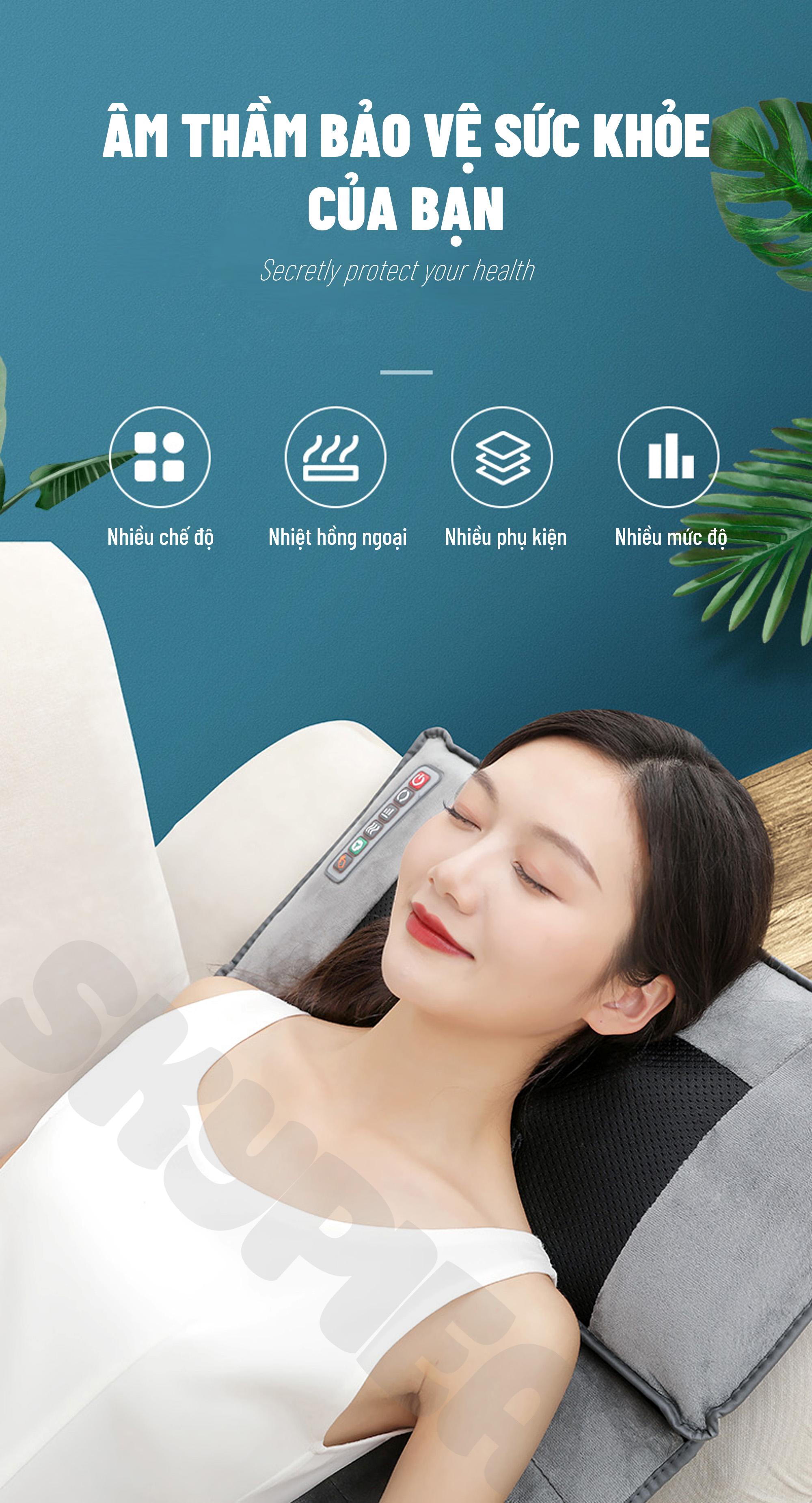 Đệm Massage Toàn Thân Hồng Ngoại - Chất Liệu Vải Nhung Cao Cấp - Thoáng Mát, Dễ Vệ Sinh - Đệm Mát Xa Cổ, Vai Gáy - Phiên Bản 2021 Có 20 Bi Massage