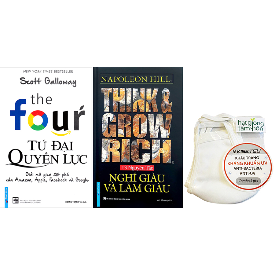 Combo 2 Tựa Sách: Think &amp; Grow Rich - Nghĩ Giàu Và Làm Giàu + Tứ Đại Quyền Lực (Ép Tặng Kèm 5 Khẩu Trang)