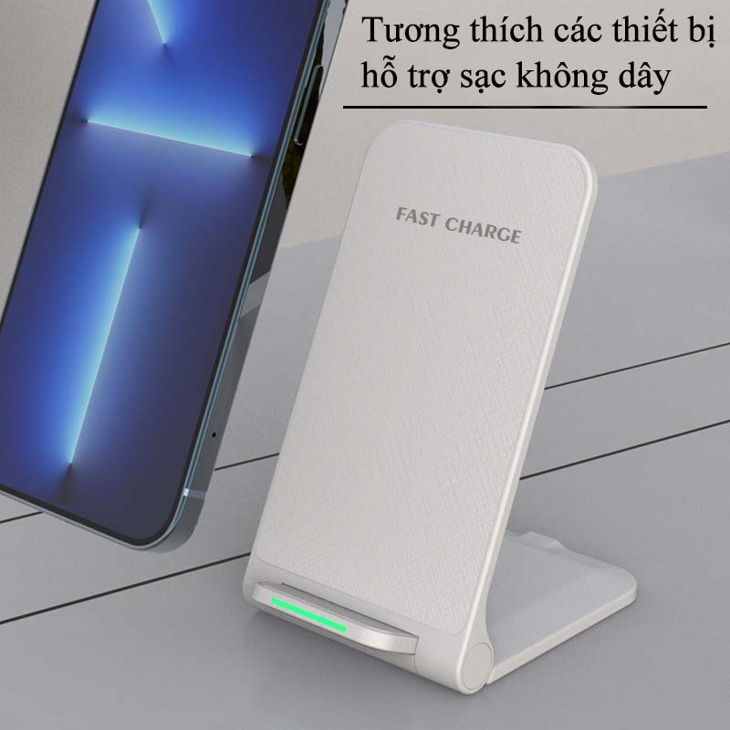 Sạc Không Dây Kiêm Giá Đỡ Điện Thoại Wireless Charging Standard 15W Chuẩn Qi Cho Điện Thoại IOS Android Hỗ Trợ Sạc Không Dây Đế Sạc Không Dây Nhanh Kèm Củ Sạc Điện Thoại Cao Cấp Có Đèn LED Báo An Toàn Tuyệt Đối Kiêm Giá Đỡ Điện Thoại  - ML023