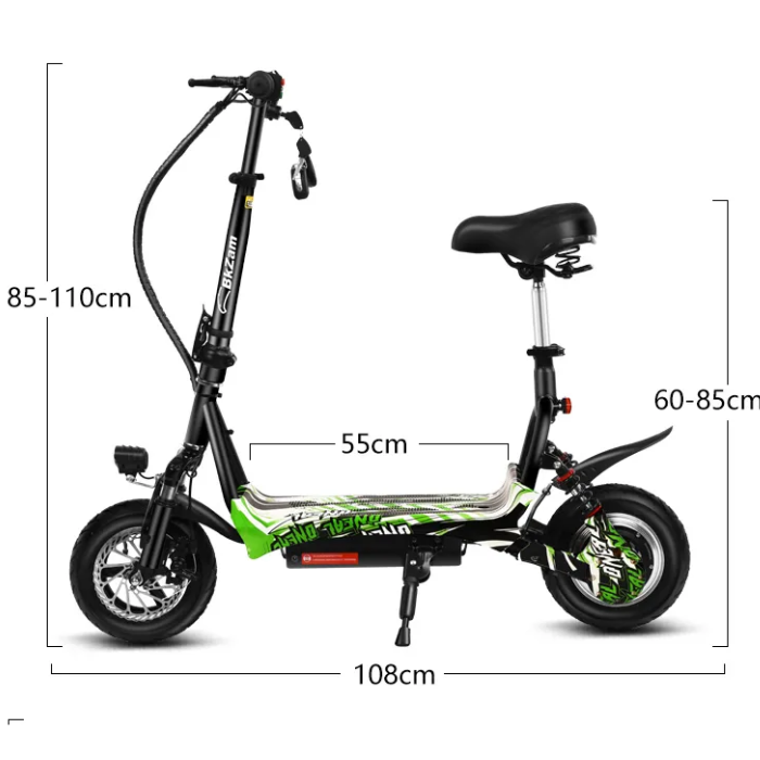 Xe Điện Mini Gấp Gọn scooter cho trẻ em học sinh cấp 2 chiều cao có thể điều chỉnh được phù hợp từ 5 tuổi trở lên, Pin litium panasonic 36V 10Ah xe chay tối đa 30-35km/h quãng đường đi được 20-25km/lầm sạc