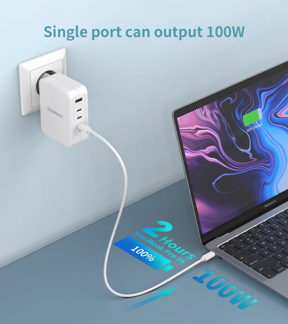 Bộ sạc đầu ra 130W 1A+3C Choetech mã PD6001-EU