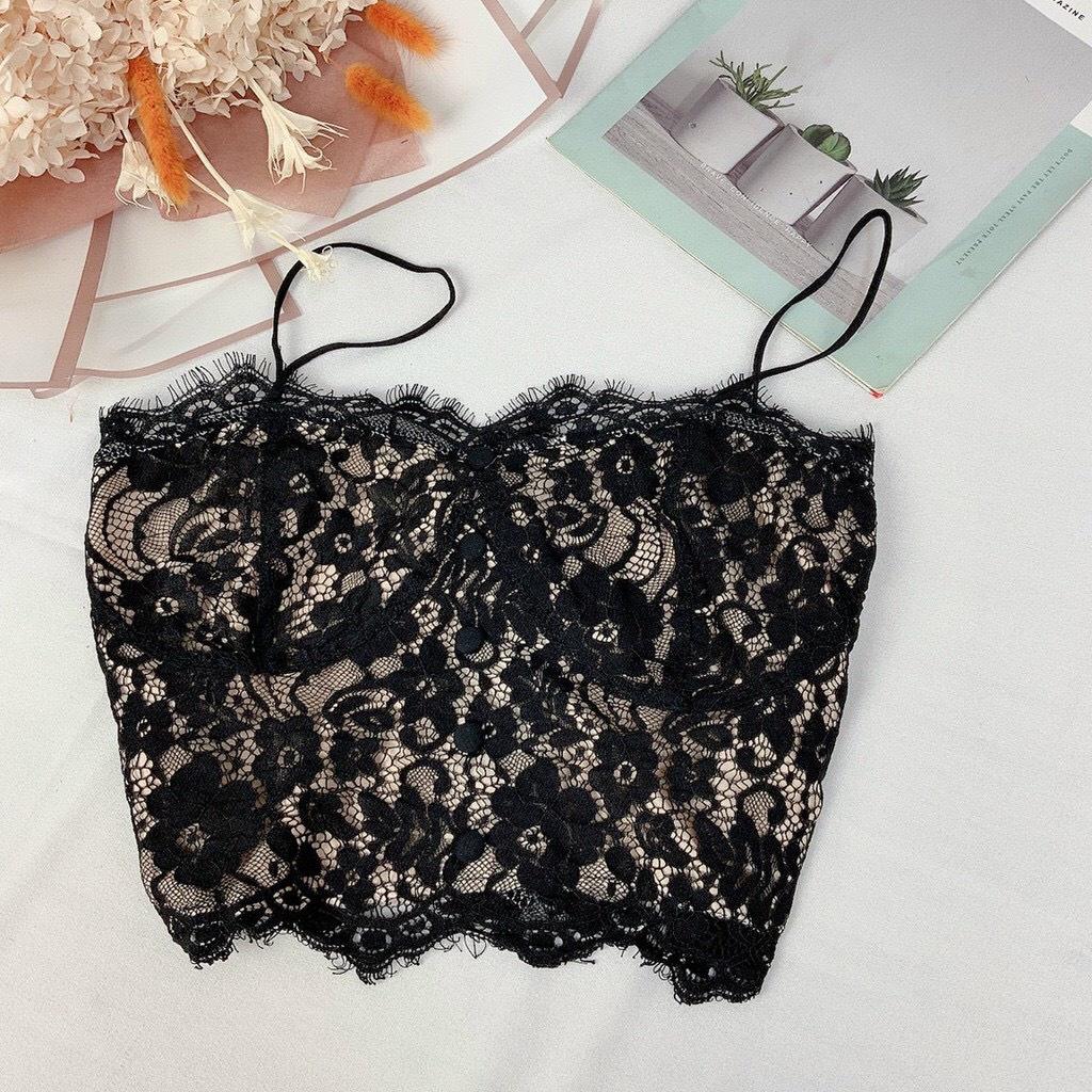 Áo bra ren - áo croptop đính nút không gọng, phối viền ren sexy quyến rũ hàng loại đẹp 01