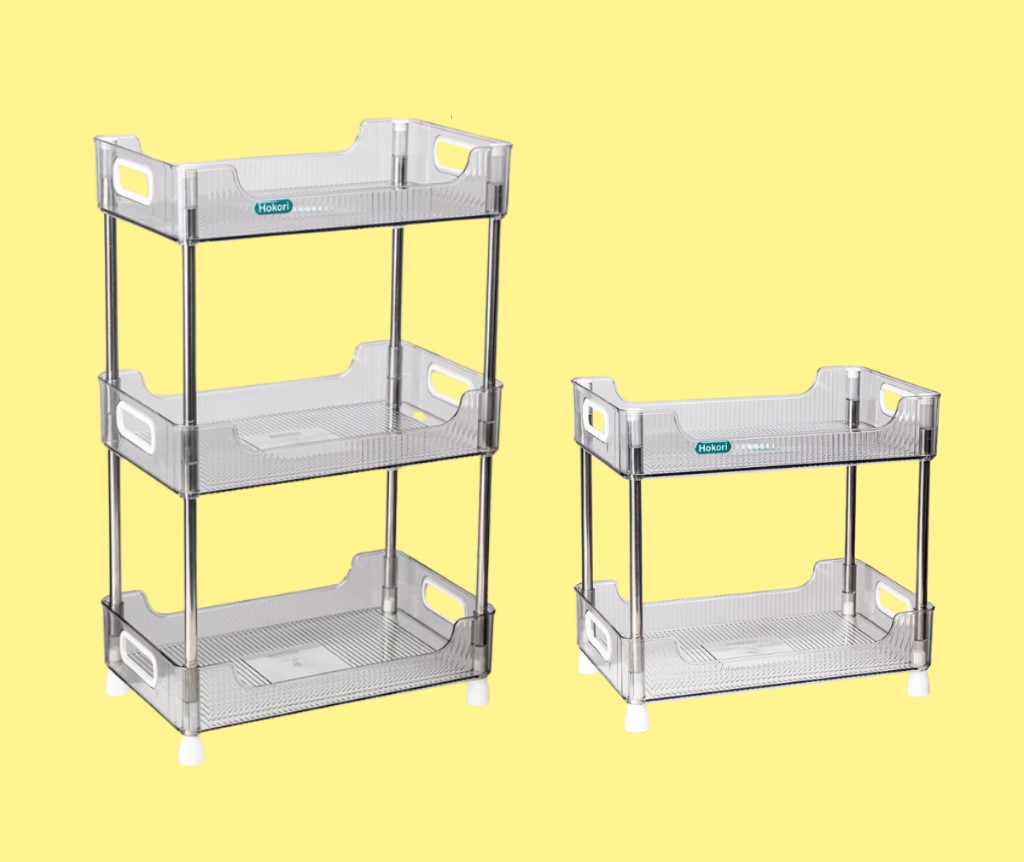 Kệ chữ nhật trong 2T-3T Hokori, kệ trong suốt decor phòng khách, kệ để đồ đa năng Việt Nhật cao cấp - Hàng chính hãng