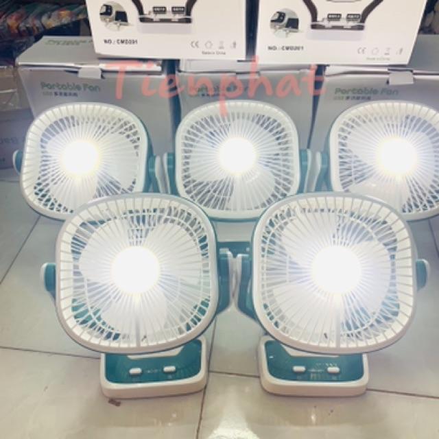 Quạt Tích Điện Có Đèn Chiếu Sáng Portable Fan CMD201 (đèn-quạt-sạc sdt)