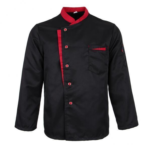 3X Long Sleeves Chef Jacket Coat Hotel Waiters Kitchen Uniform Tops Black L
