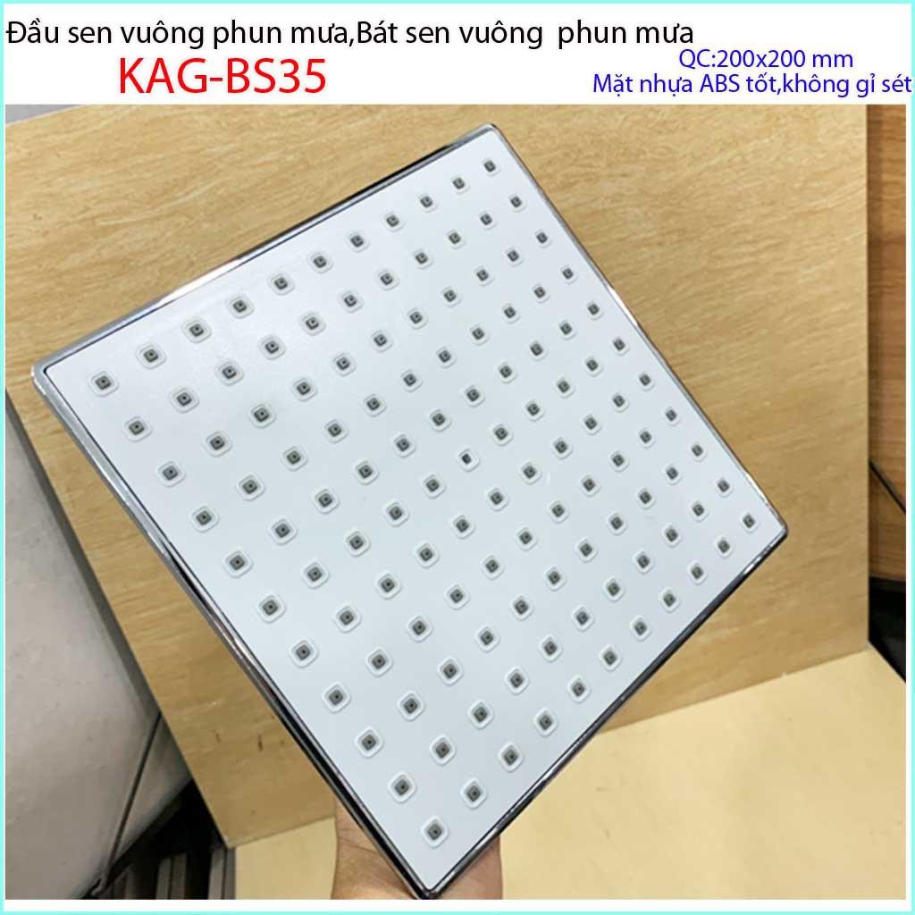 Bát sen tắm đứng KAG-BS40 , Bát sen tắm phun mưa vuông 20x20 cm, Đầu sen phun mưa tia nước nhiều phun nước tốt