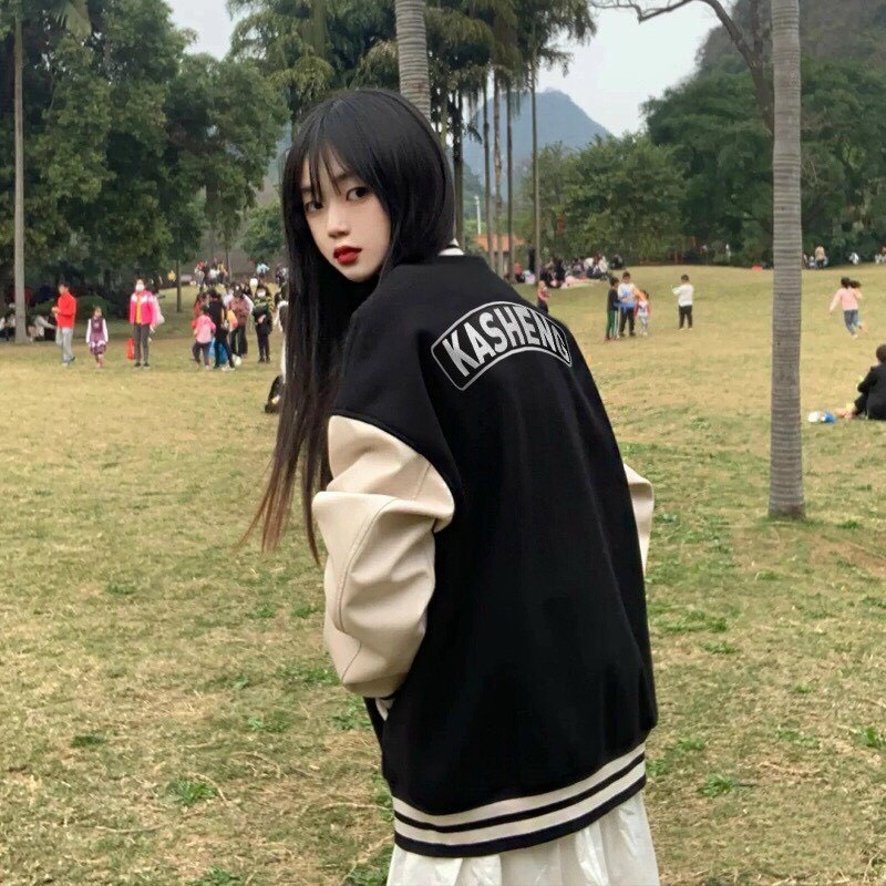 Áo Khoác Bomber Dù Gió Unisex 2 Lớp - Kiểu Bóng Chày Chữ F - R Cặp Nam Nữ Mặc Chống Nắng Mùa Thu Đông