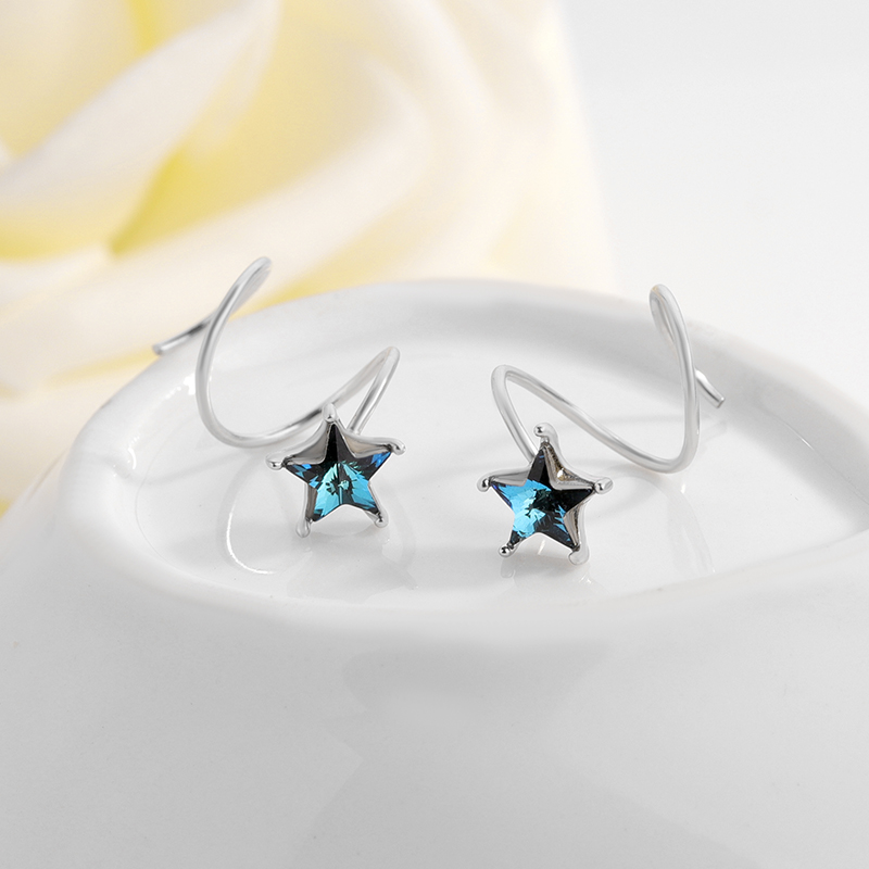 Bông tai lò xo khuyên tai mix ngôi sao xanh