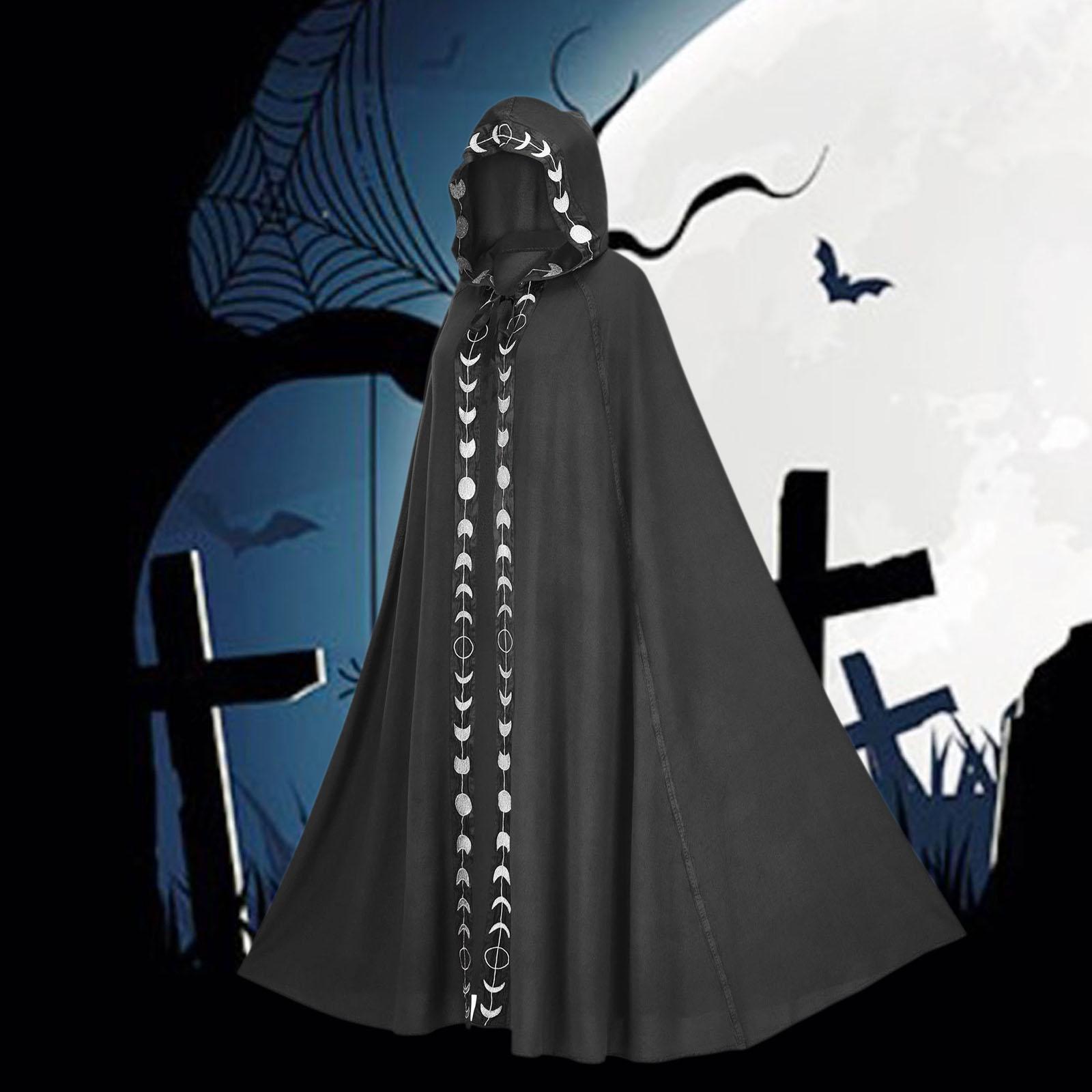 Halloween Cosplay Long Hooded Cloak Cape Wizard Devil Outfit Durable Versatile Devil Costume for Christmas Party Costume Ball